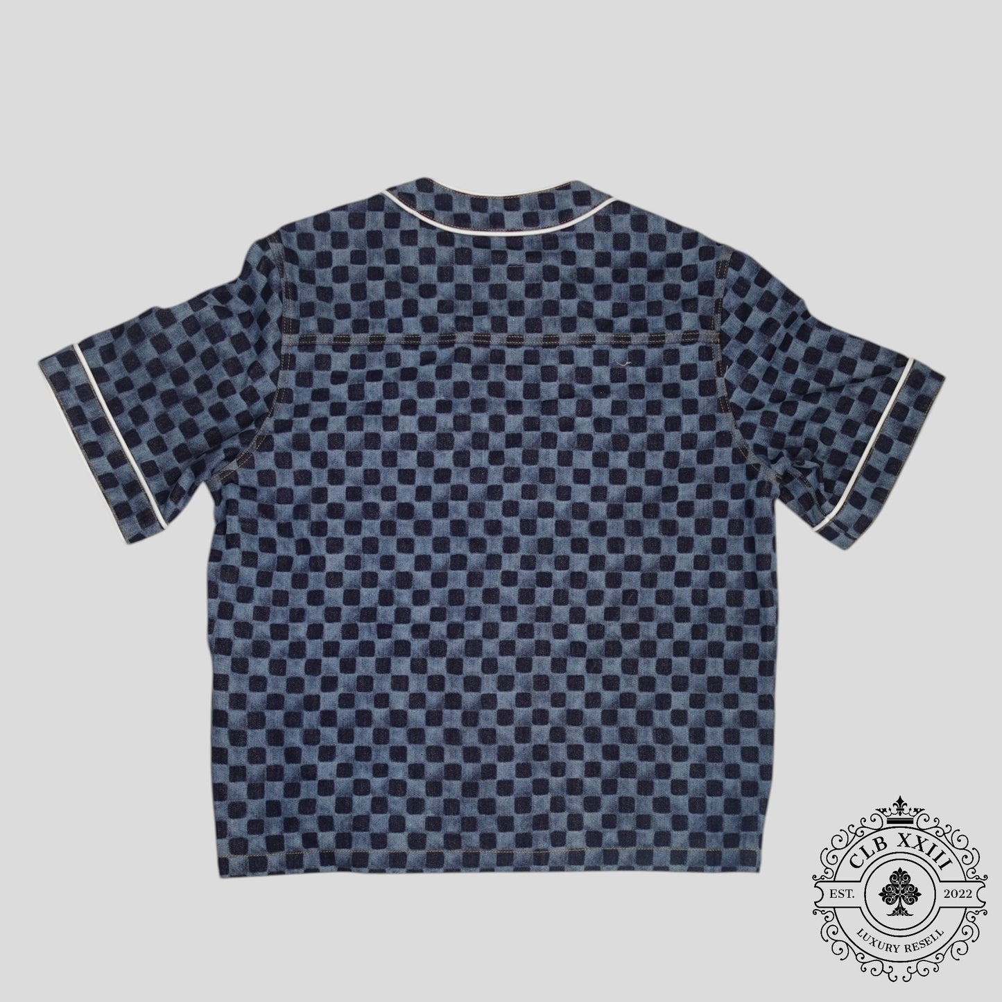 Louis Vuitton Damier Denim Baseball Shirt in Blue