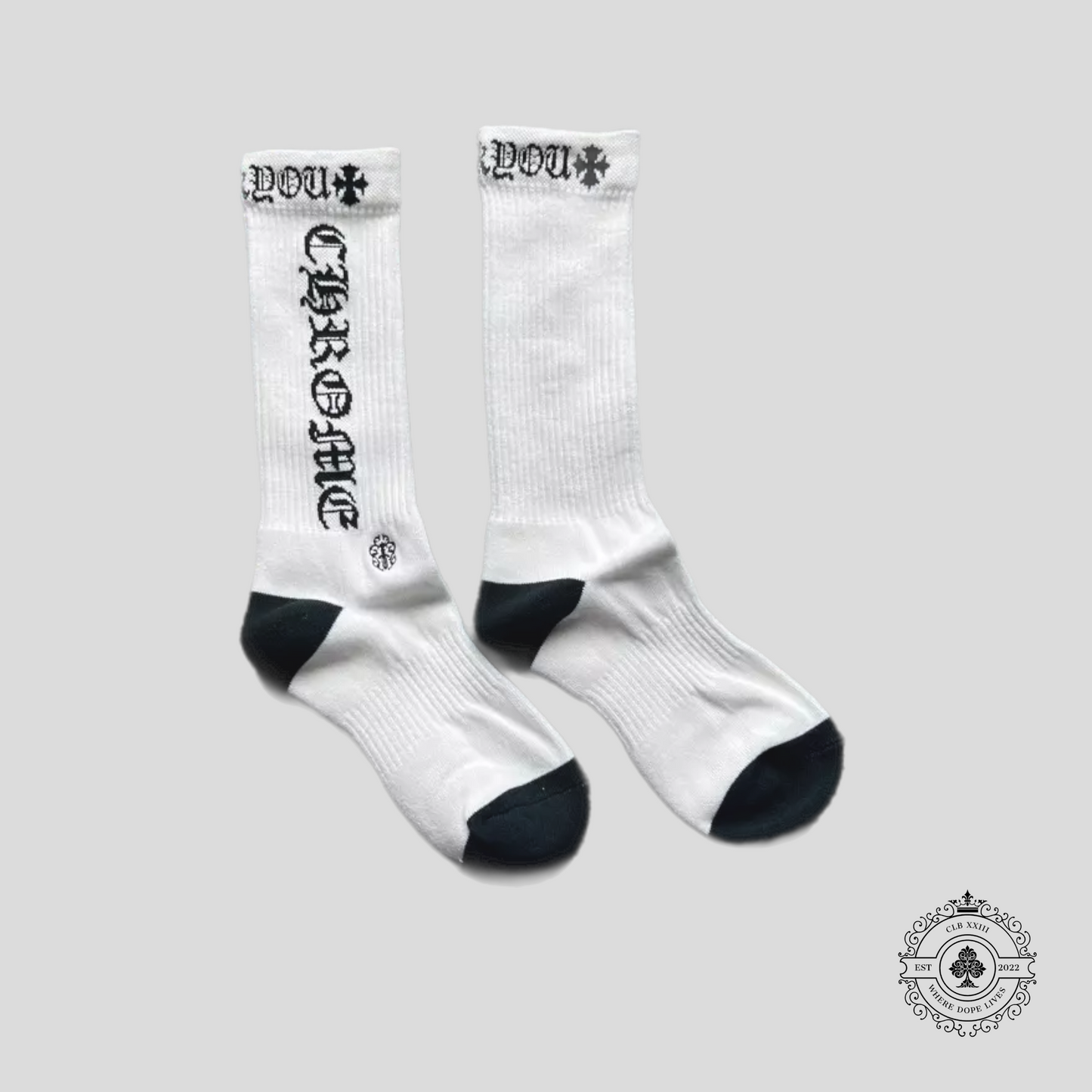 Chrome Hearts CH Logo Socks in White/Black