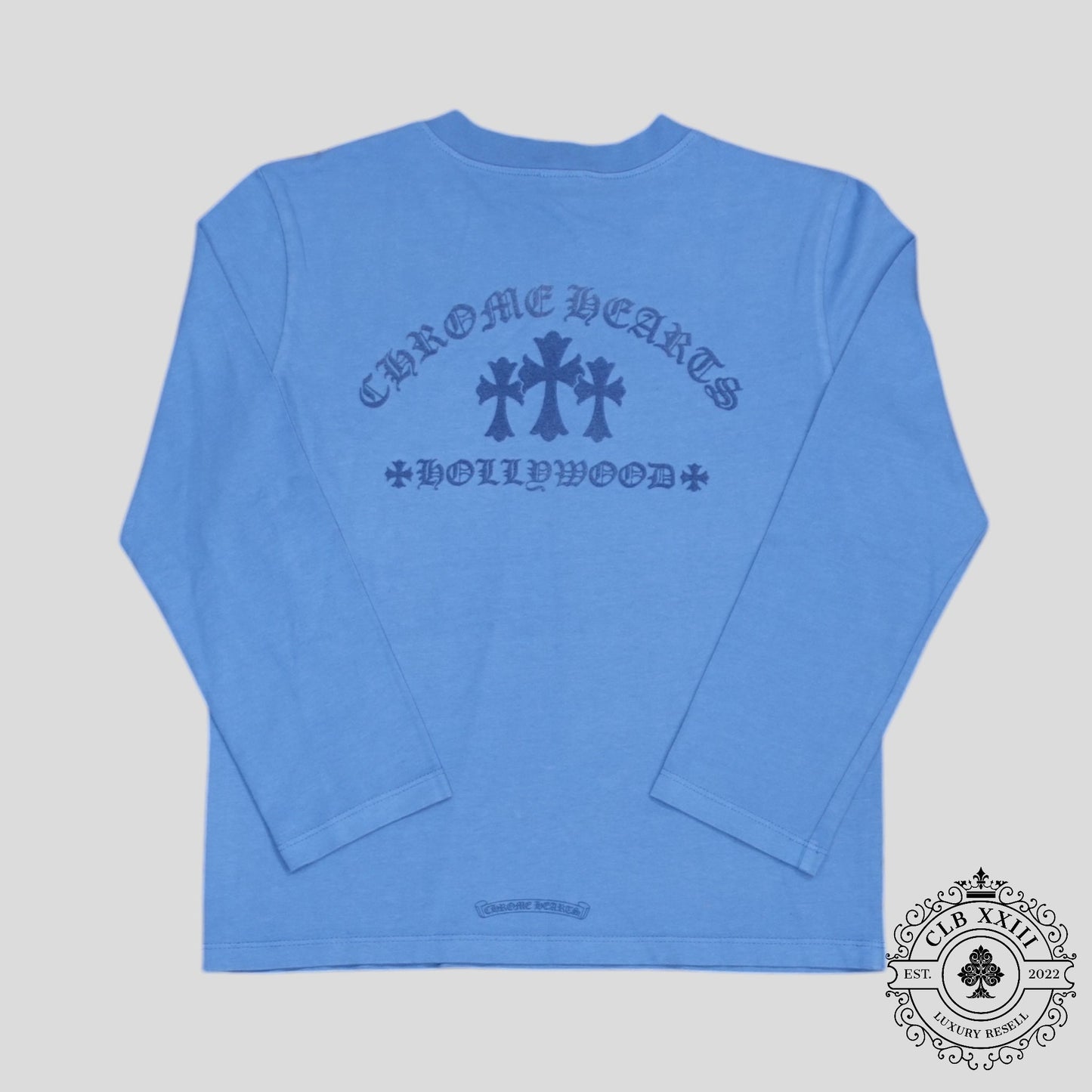 Chrome Hearts Women's Triple Cross Flocked Long Sleeve in Blue
