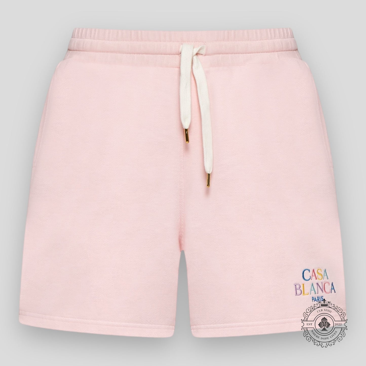 CasaBlanca Stacked Logo Embroidered Sweatshorts in Pink