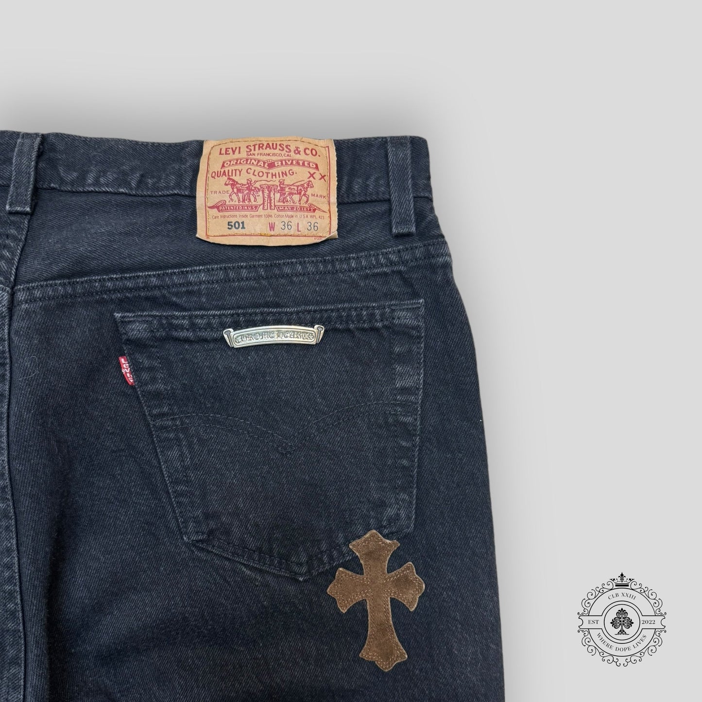 Chrome Hearts Green / Brown Cross Patch Jeans