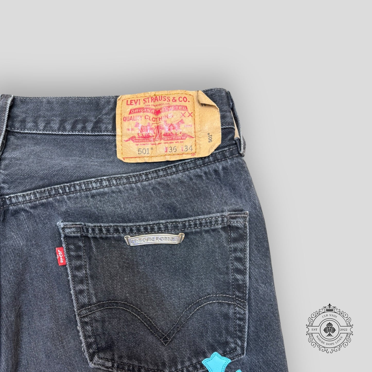 Chrome Hearts Blue Cross Patch Jeans