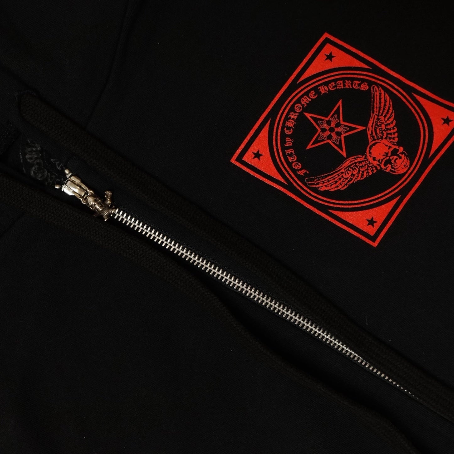 Chrome Hearts Foti Zip Up Hoodie in Black/Red