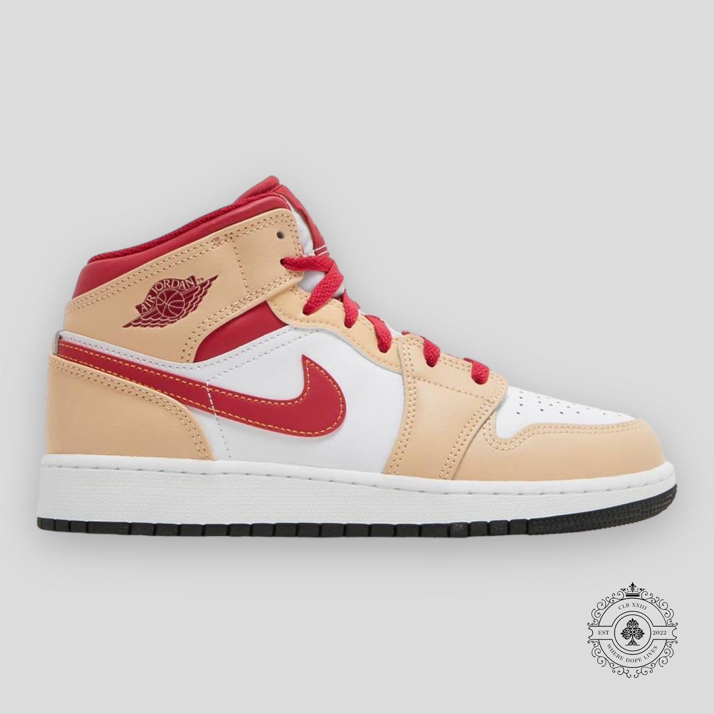 Air Jordan 1 Mid GS Light Curry Cardinal
