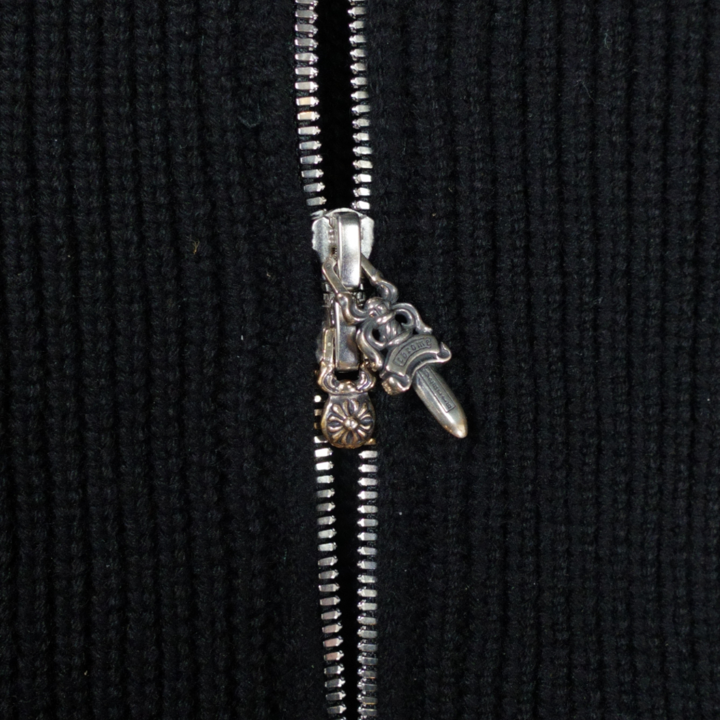 Chrome Hearts Cashmere Cross Patch Zip Up Hoodie in Black