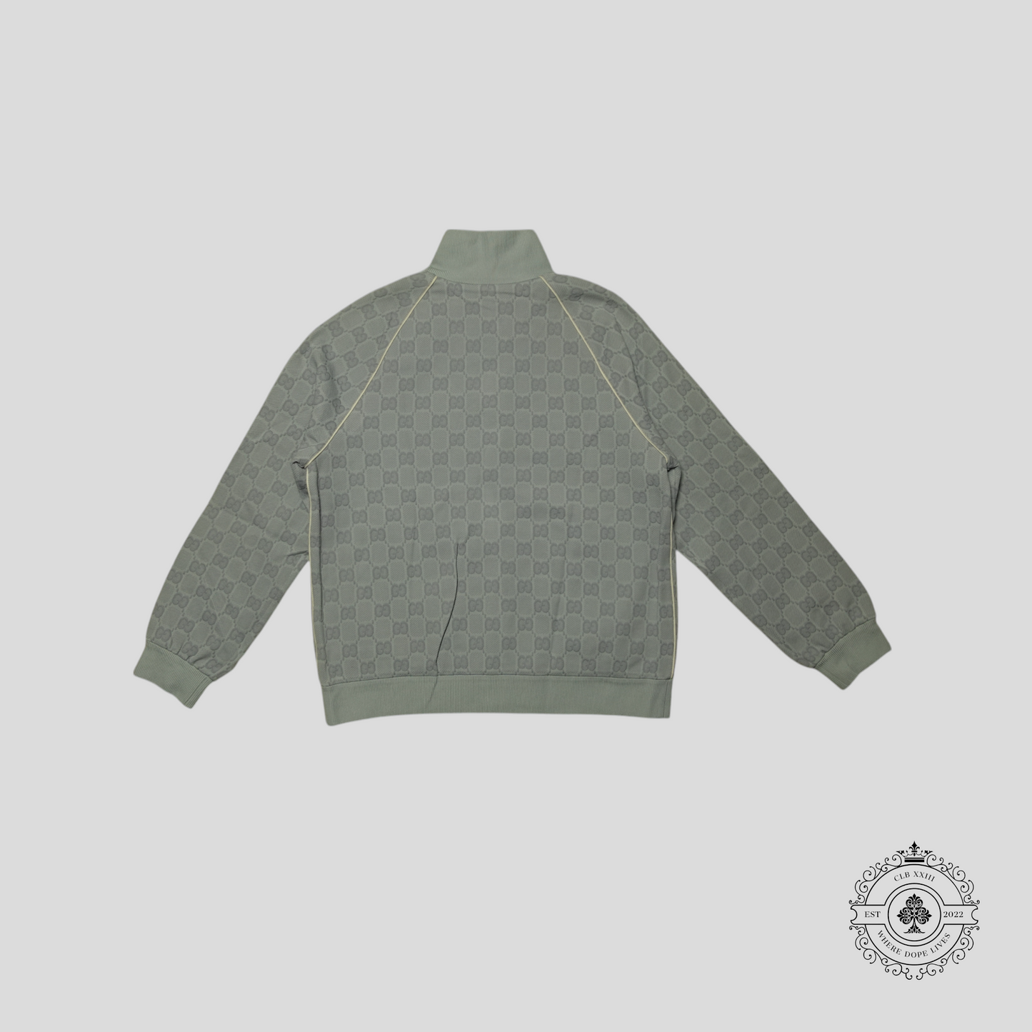 Gucci Tonal Jacquard Full Zip Jacket in Light Grey