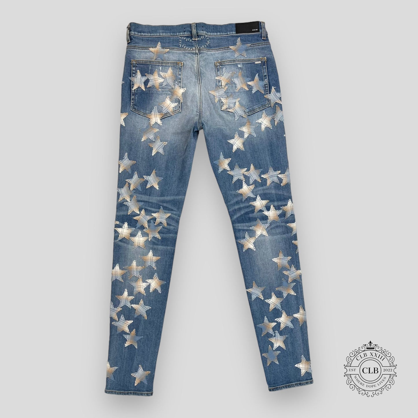 AMIRI PLAID STAR CHEMIST JEANS - 70S INDIGO