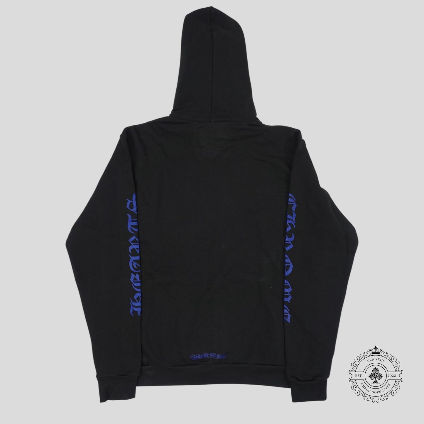 Chrome Hearts Vertical Logo Hoodie in Black/Blue