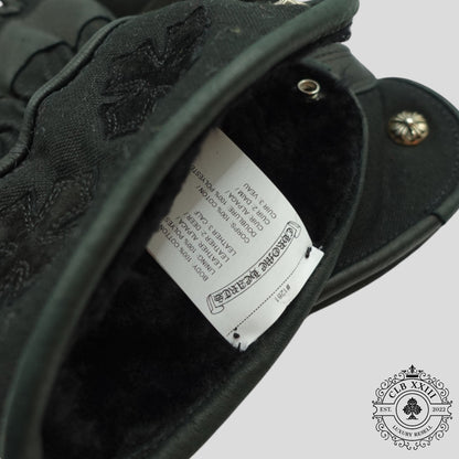 Chrome Hearts Plus Patch Leather Moto Gloves in Black