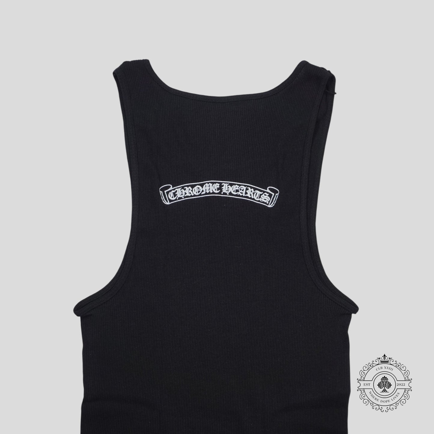 Chrome Hearts Neck Script Logo Tank Top in Black