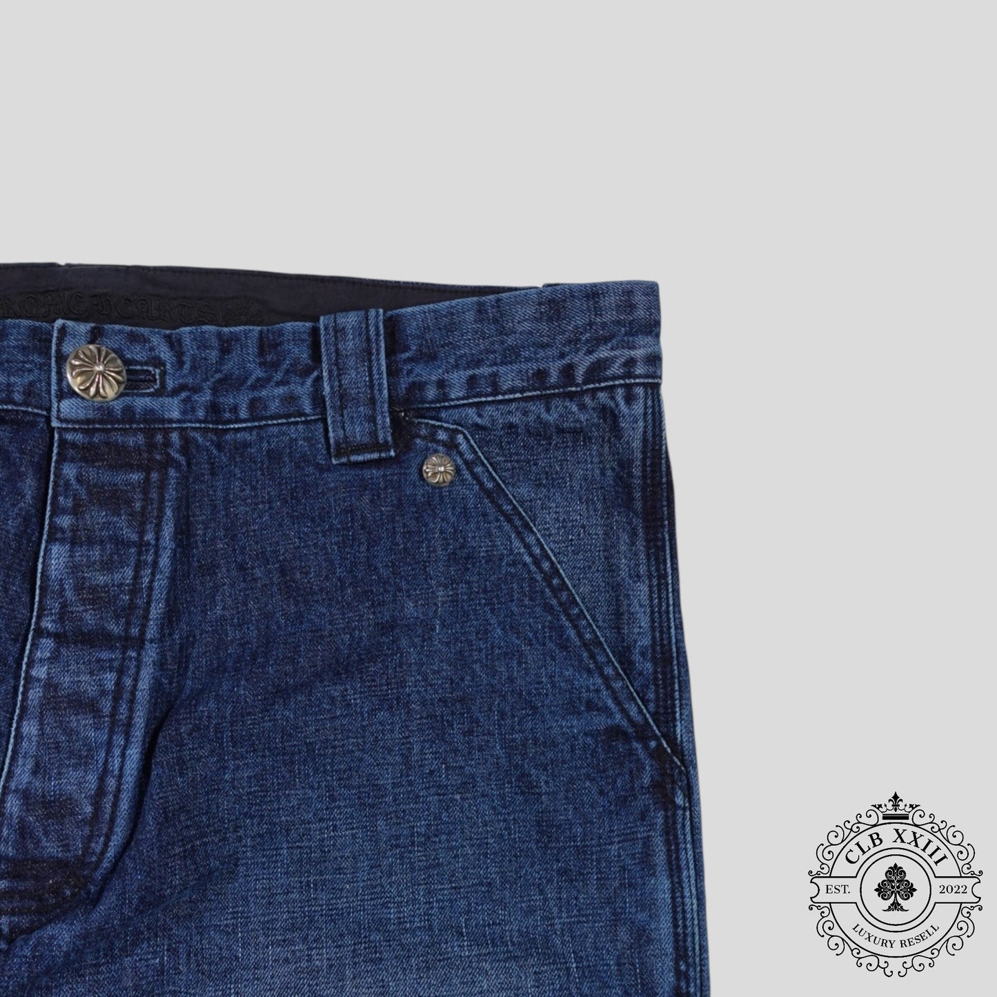 Chrome Hearts Double Turbo Diesel Carpenter Pants in Dark Wash