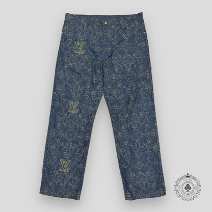 Louis Vuitton Arabesque Embroidered Denim Jeans