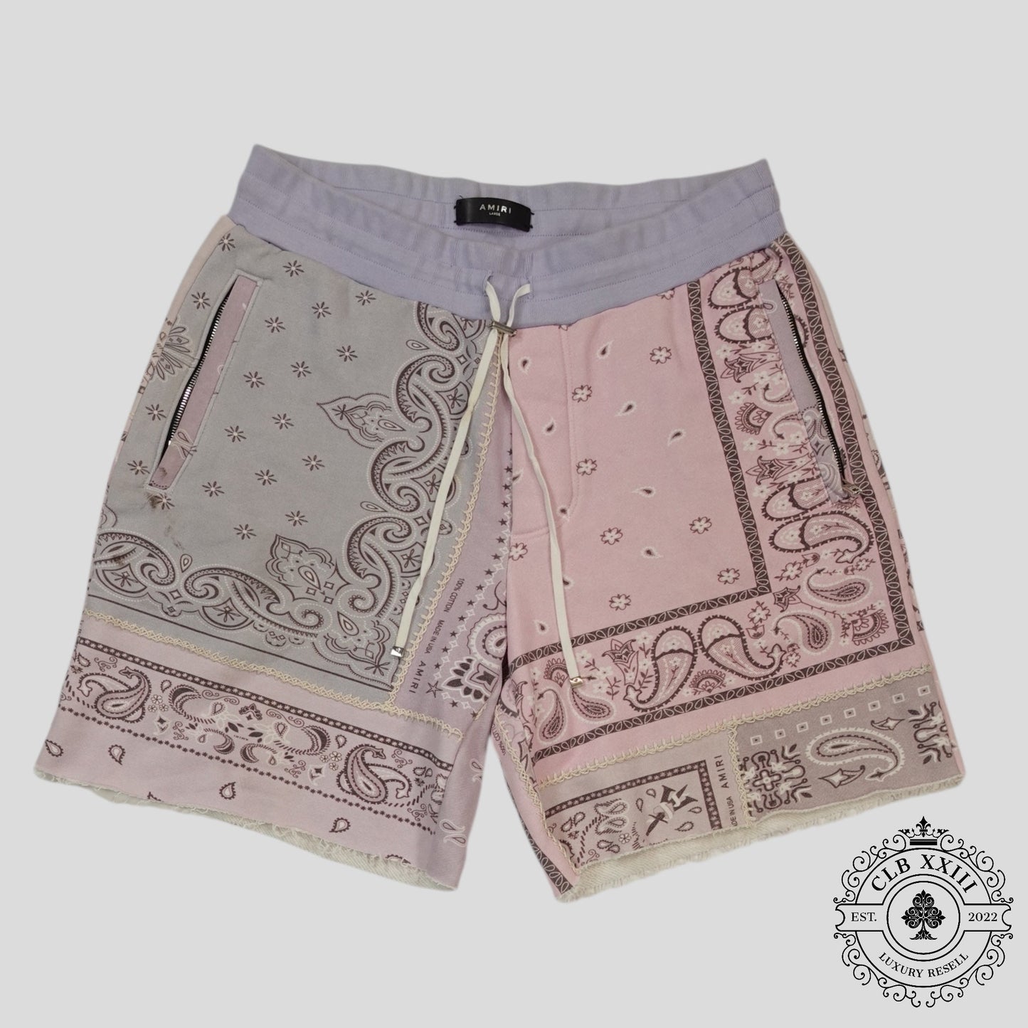 Amiri Bandana Reconstruct Shorts in Pink