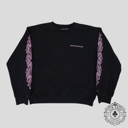Chrome Hearts Floral Sleeve Crewneck in Black / Pink
