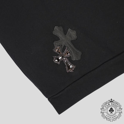 Chrome Hearts Leather Cross Patch Crewneck in Black