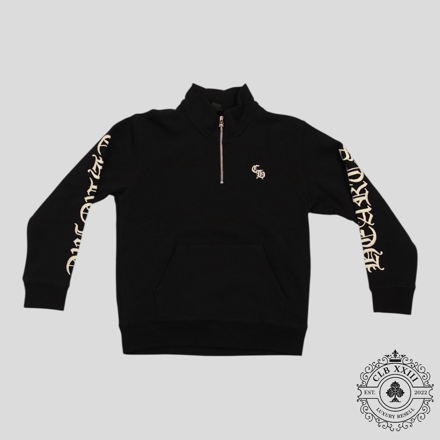 Chrome Hearts CH Embroidered Quarter Zip in Black