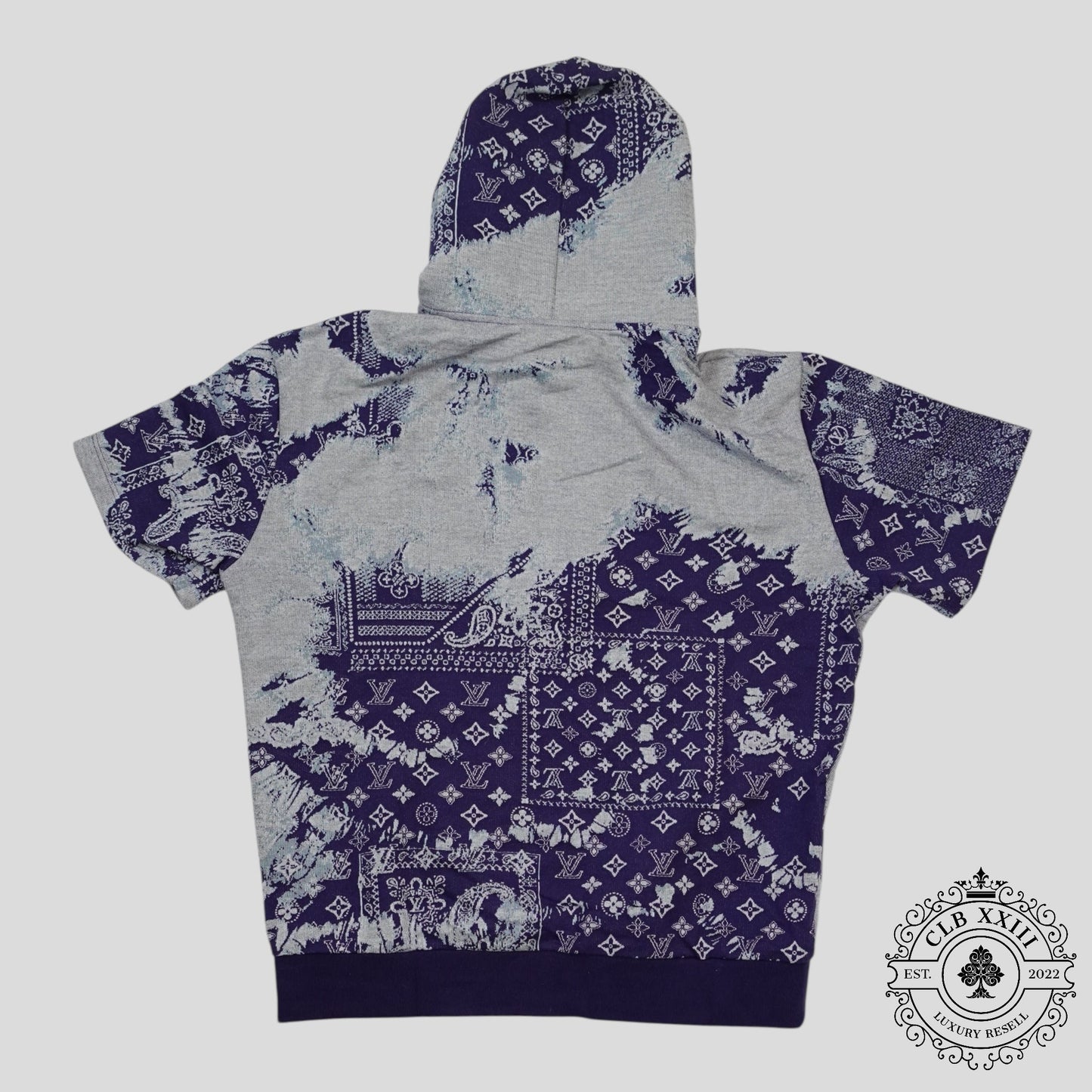 Louis Vuitton Monogram Bandana Short Sleeve Hoodie in Blue