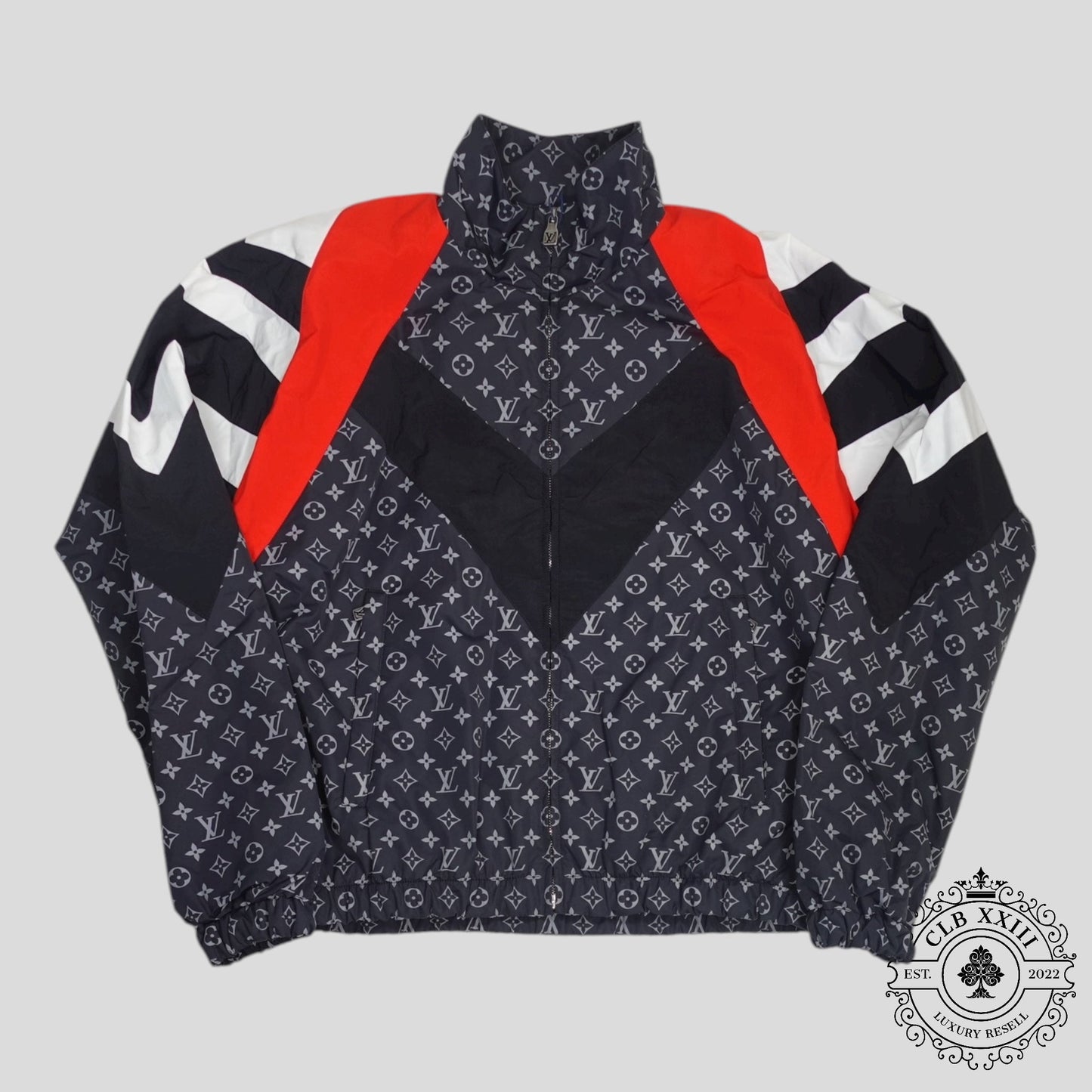 Louis Vuitton Monogram Nylon Printed Track Top in Black