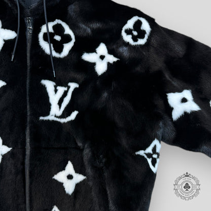 Louis Vuitton Monogram Mink Fur Zipped Jacket