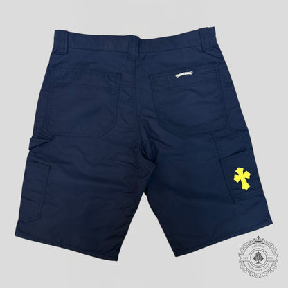 Chrome Hearts Nylon Leather Knee Shorts in Navy