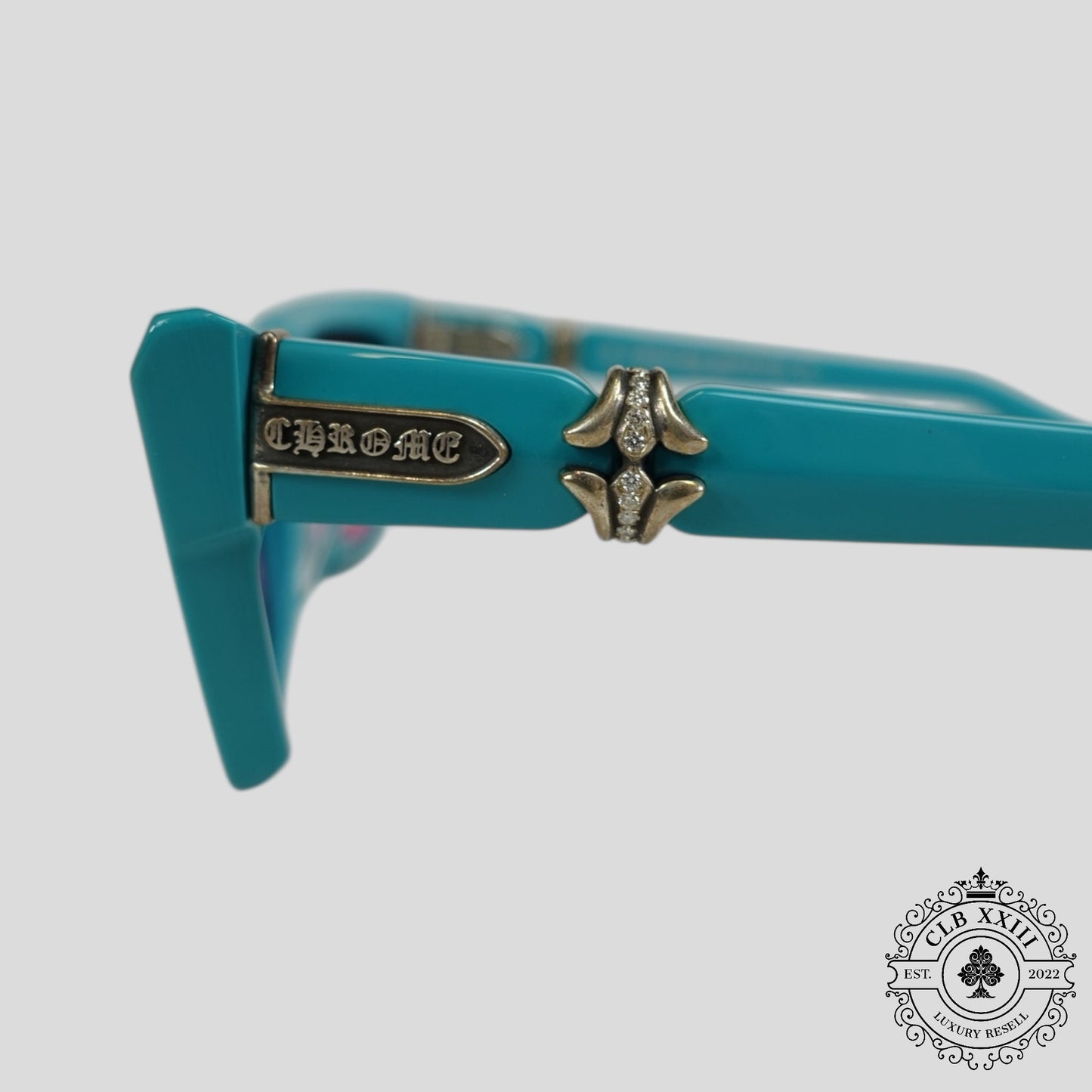 Chrome Hearts Cliterally Diamond Embellished Glasses in Blue/Silver