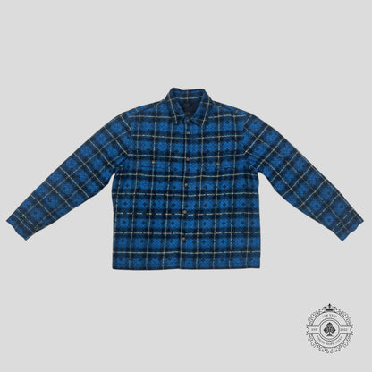 Chrome Hearts Padded Cross Patterned Flannel Shirt in Blue