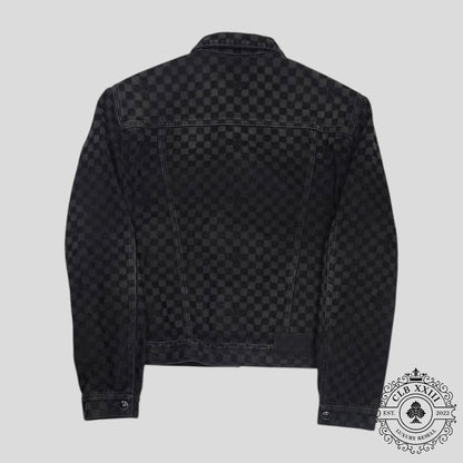 Louis Vuitton Damier Ultrablack Flocked Denim Trucker Jacket in Black