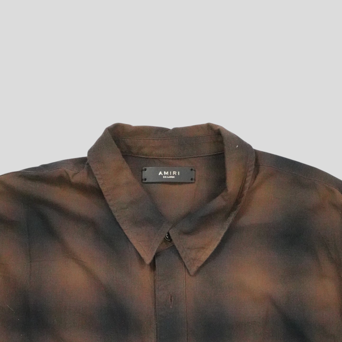 Amiri Crystal Painter Plaid Button Up in Brown