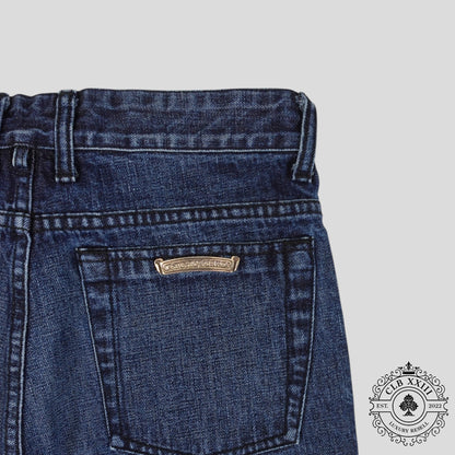 Chrome Hearts Cross Patch Denim Shorts in Dark Wash