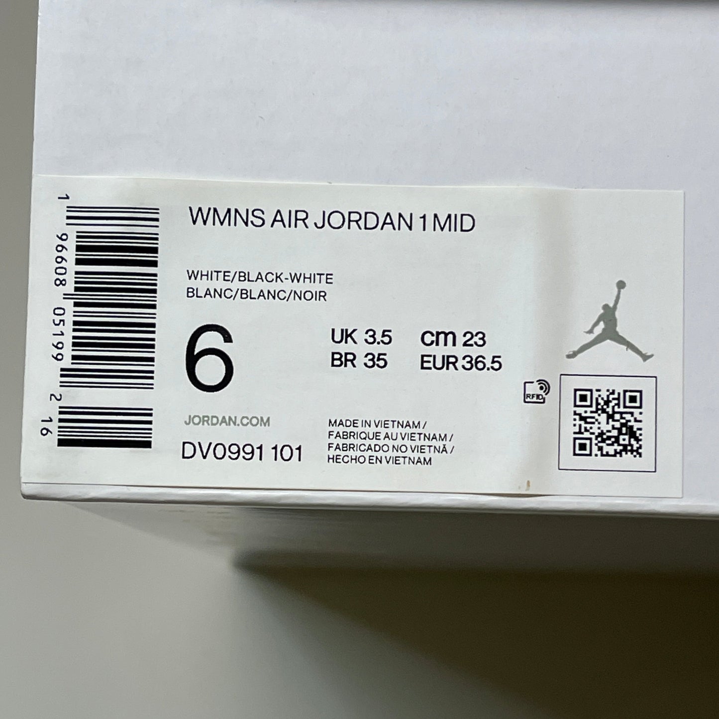 NIKE AIR JORDAN 1 Mid Panda Shoe Women's Sz 6 Black / White DV0991-101 (New)