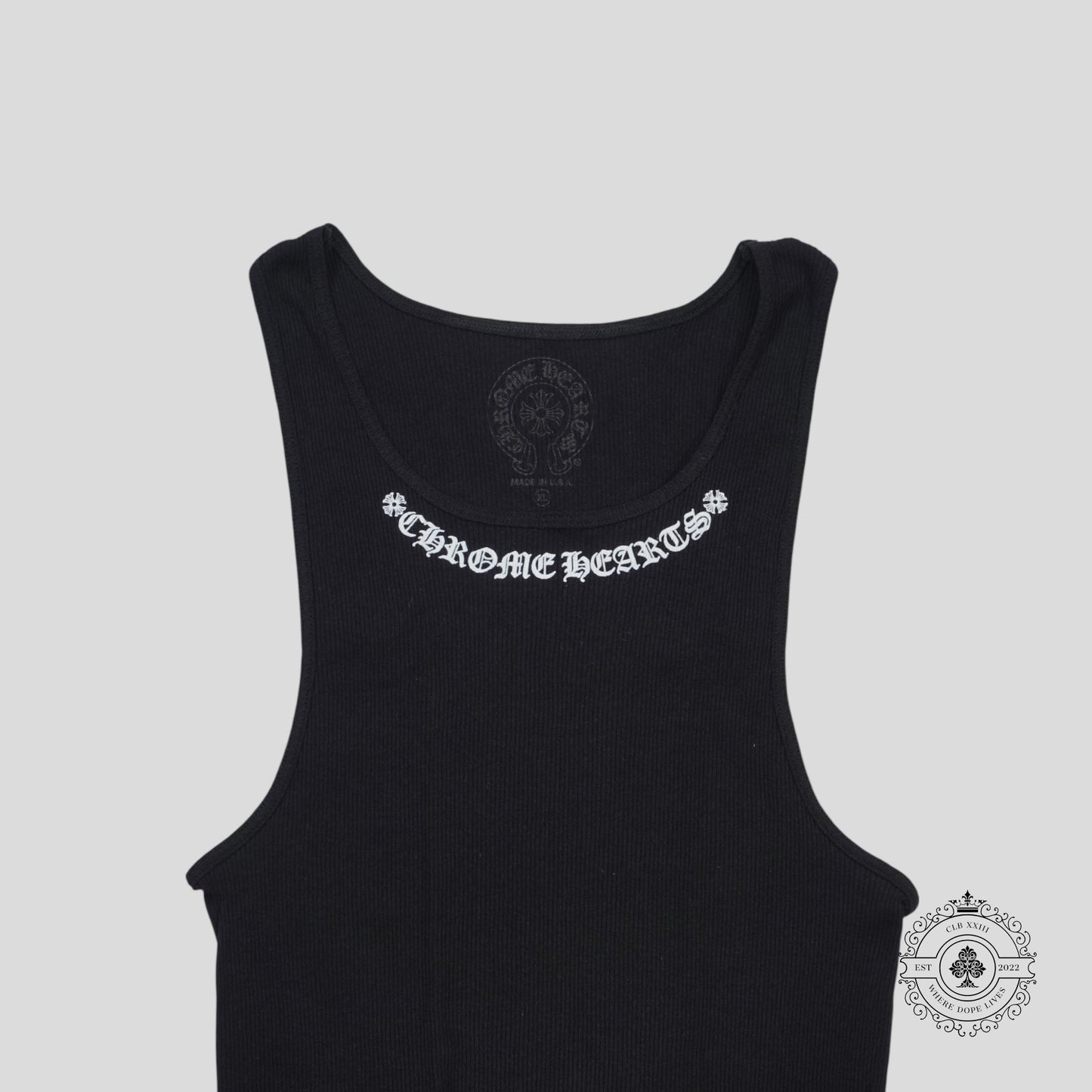 Chrome Hearts Neck Script Logo Tank Top in Black
