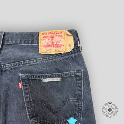 Chrome Hearts Blue Cross Patch Jeans