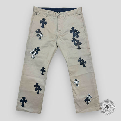 Chrome Hearts Black Checkered Cross Patch Chino Pants