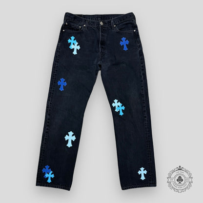 Chrome Hearts Blue Cross Patch Jeans