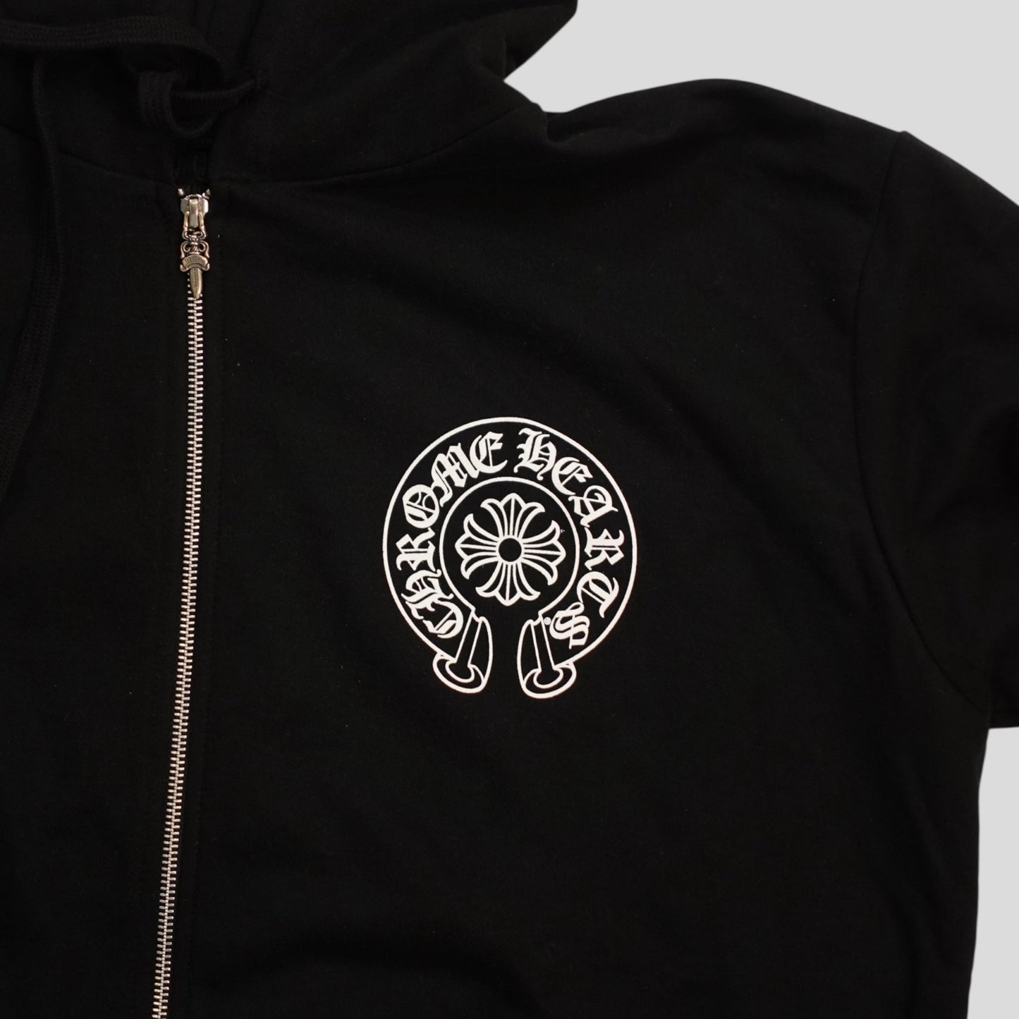 CHROME HEARTS MIAMI EXCLUSIVE HORSESHOE LOGO ZIP-UP HOODIE - BLACK