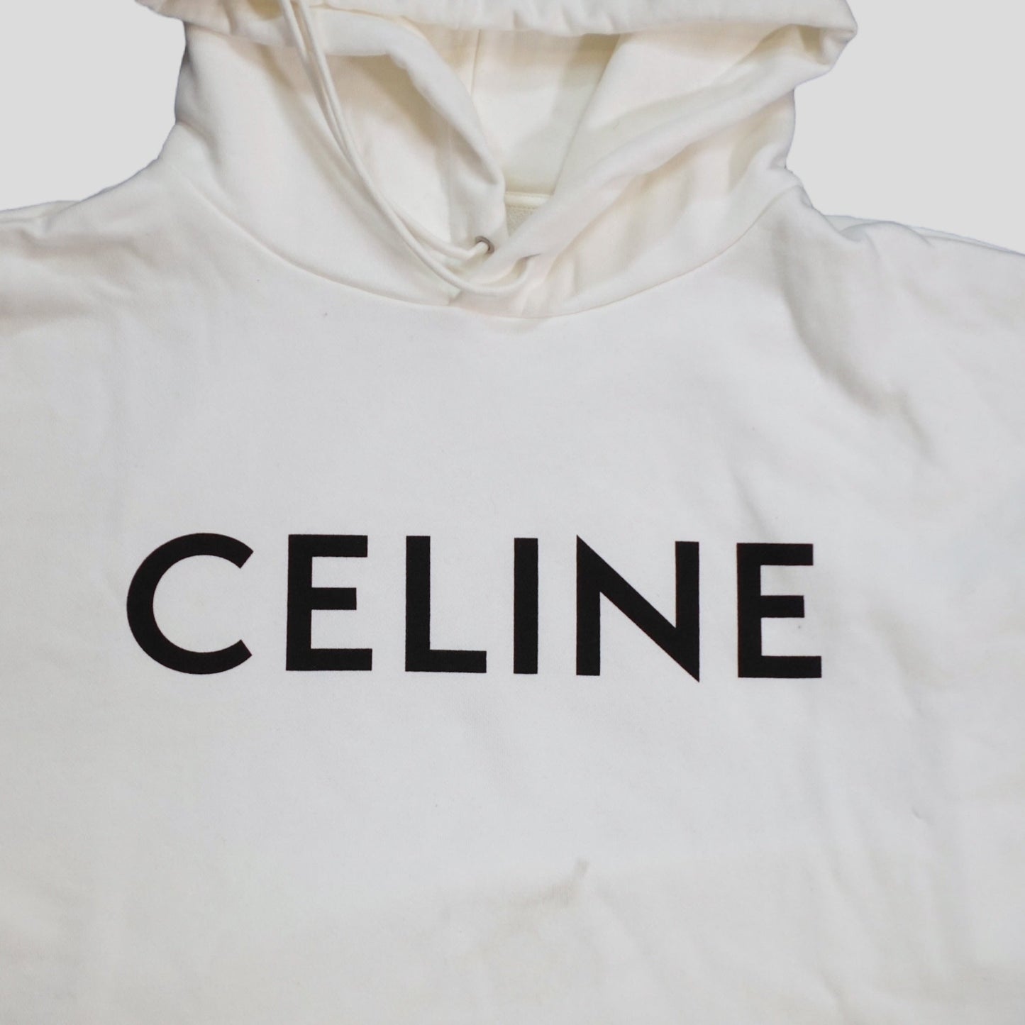 Celine Homme Logo Hoodie in White