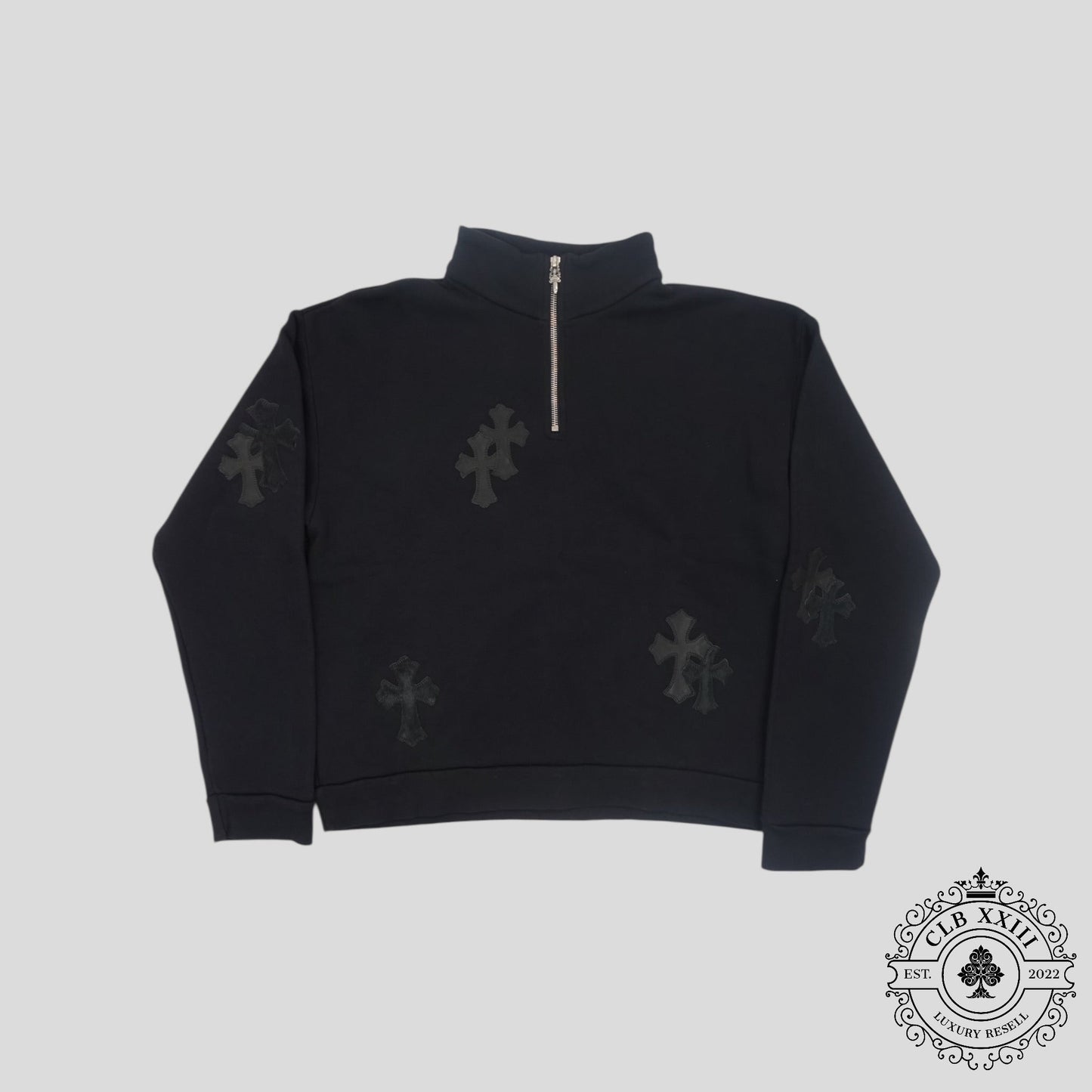 Chrome Hearts Pony Hair Quarter Zip in Black