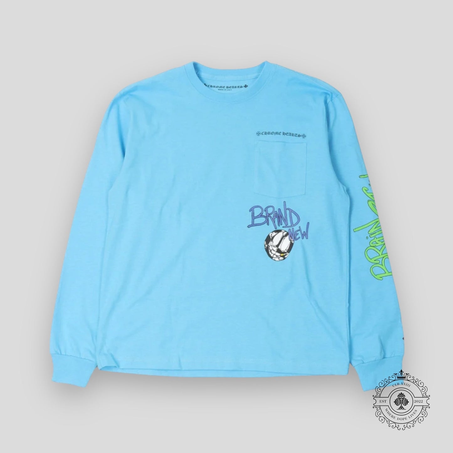 Chrome Hearts Matty Boy Brain Long Sleeve T-Shirt in Blue