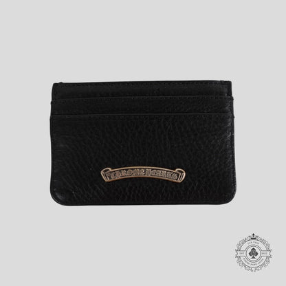 Chrome Hearts Leather Scroll Plate Cardholder in Black