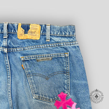 Chrome Hearts Pink Cross Patch Jeans