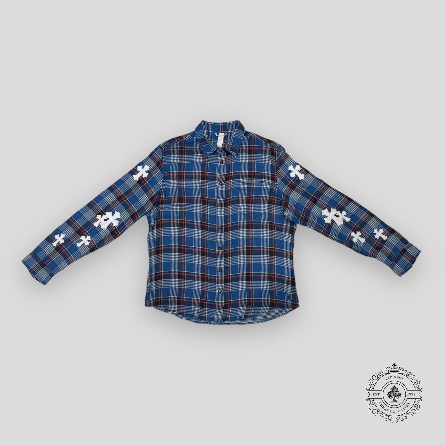 Chrome Hearts Cross Patch Flannel Shirt