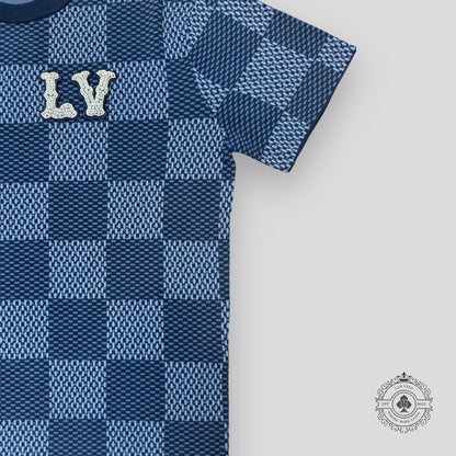 Louis Vuitton Damier Short-Sleeved Crewneck With LV Crystal Patch