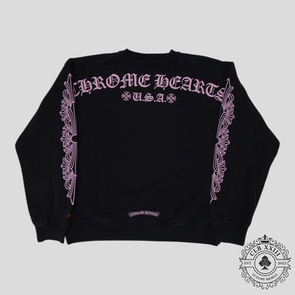 Chrome Hearts Floral Sleeve Crewneck in Black / Pink