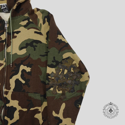 Chrome Hearts Vintage Cross Patch Thermal Zip Up Hoodie