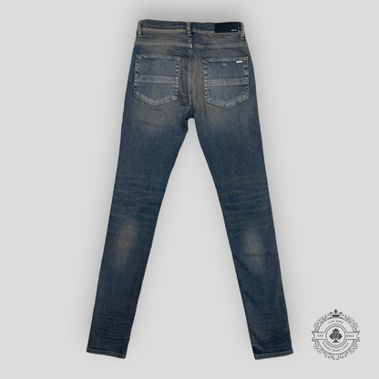 Amiri MX1 Plaid Patch Jeans in Dark Indigo