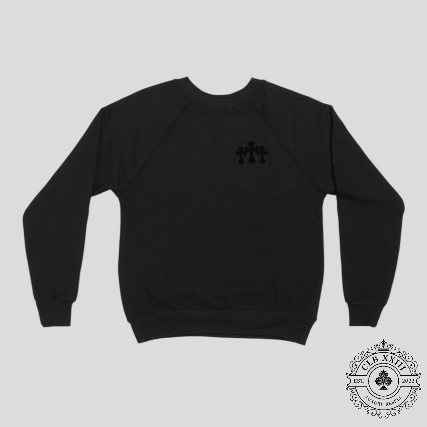 Chrome Hearts Women's Triple Cross CH Flocked Crewneck in Black