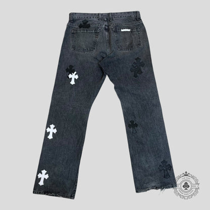 Chrome Hearts Fleur Knee Cross Patch Jeans