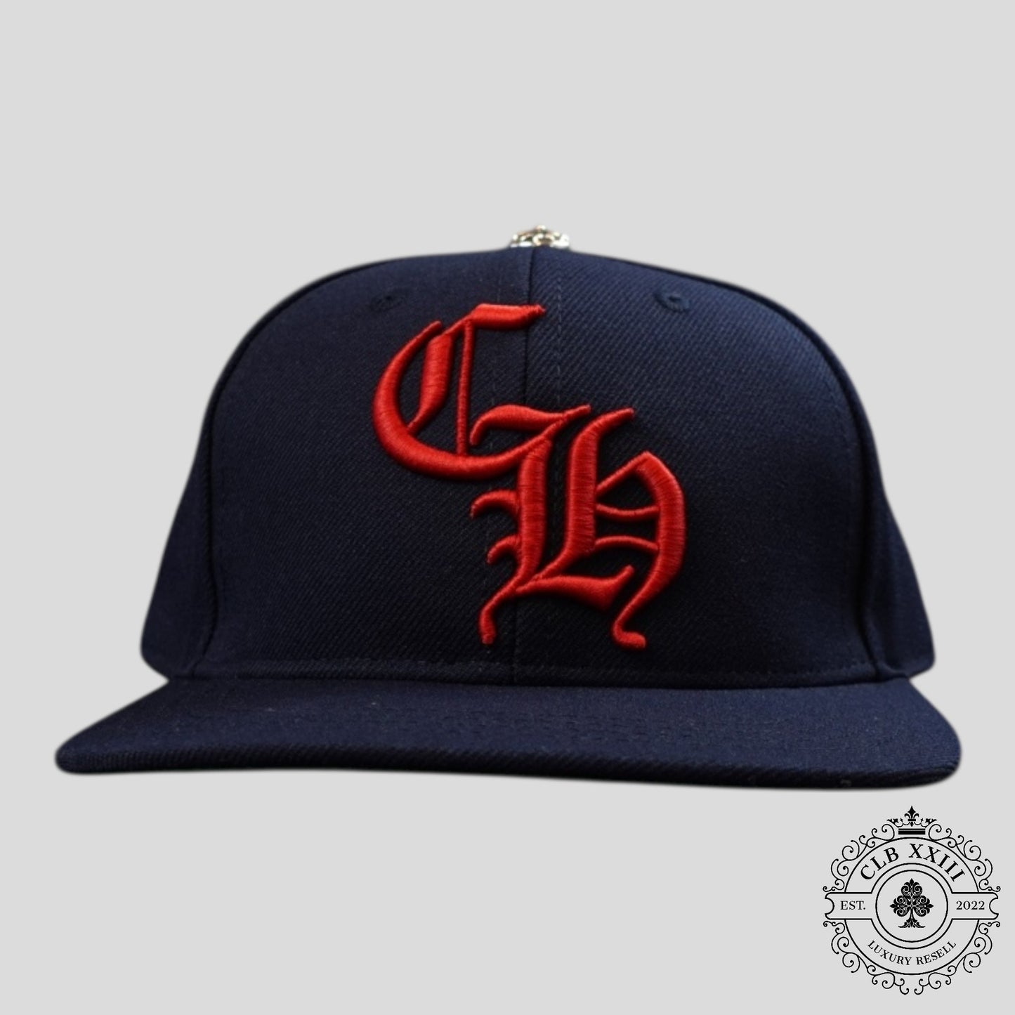 Chrome Hearts CH Embroidered Hat in Navy/Red