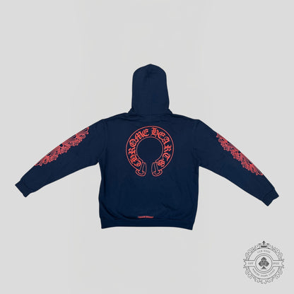 Chrome Hearts Horseshoe Logo Hoodie in Navy / Red