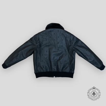 Louis Vuitton Leather Aviator Mink Collar